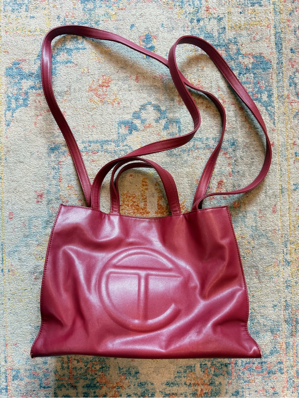 Tote Bag in Burgundy with Embossed Logo